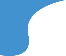Blue abstract shape on a white background, resembling a curved wave or blob