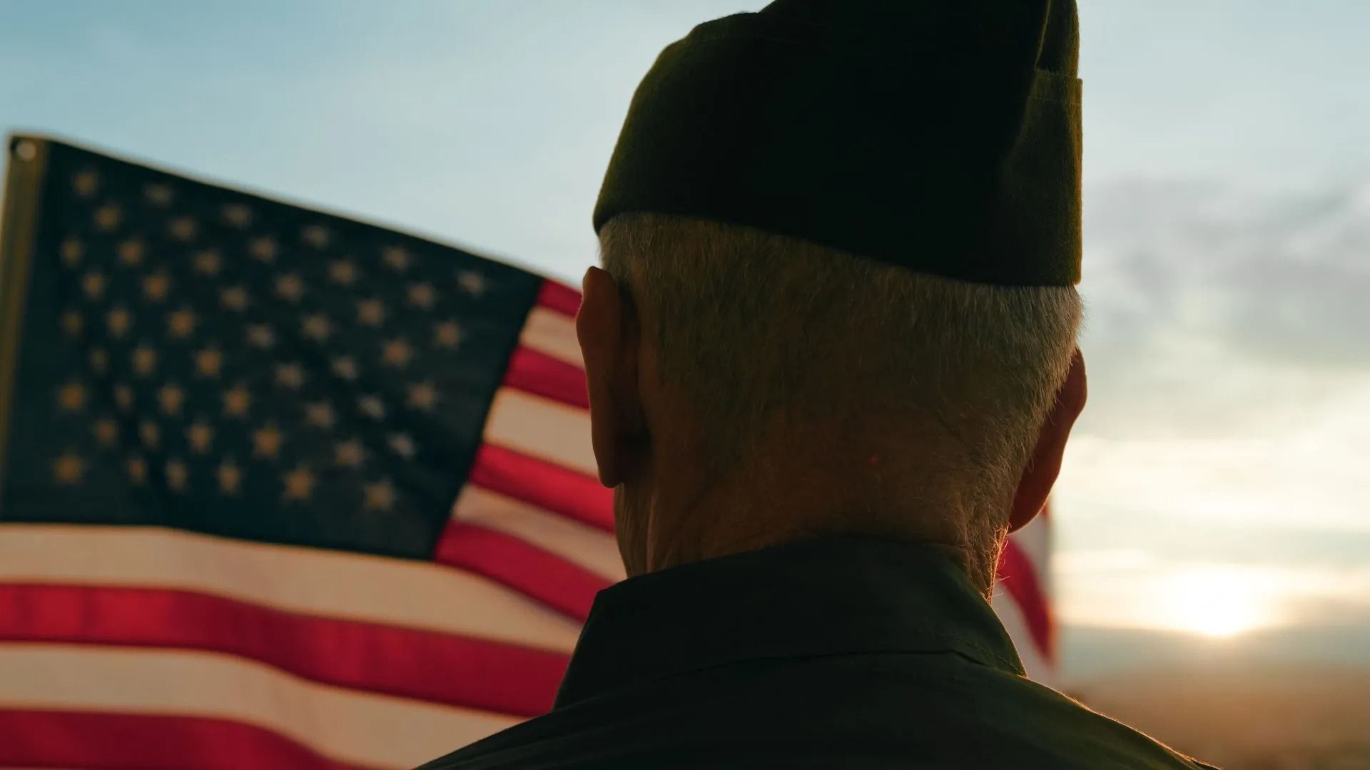 veteran saluting american flag
