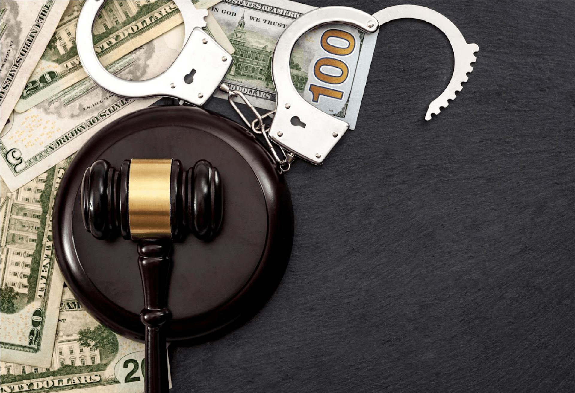 Gavel Handcuffs and Money — Santa Ana, CA — Don's Bail Bonds Gavel Handcuffs and Money — Santa Ana, CA — Don's Bail Bonds