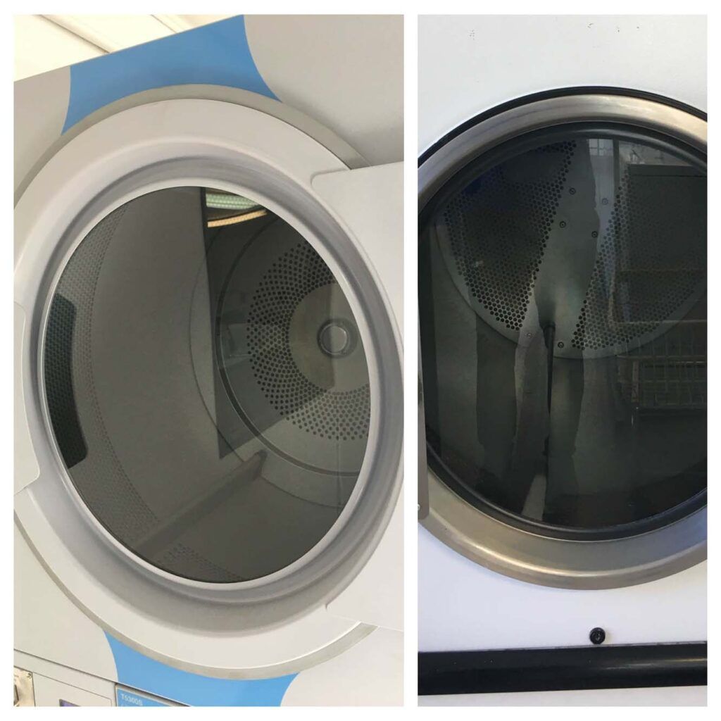A picture of a washing machine and a picture of a dryer