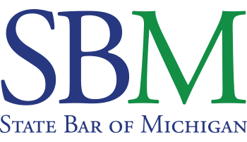 State Bar of Michigan logo with blue and green SBM lettering