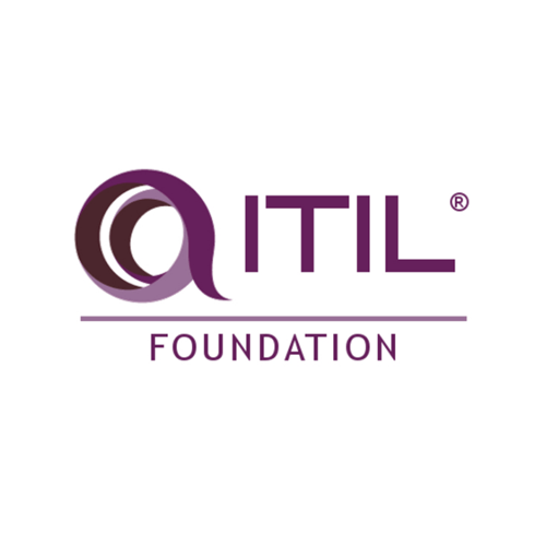 Das Logo der ITIL Foundation ist lila und weiß auf weißem Hintergrund.
