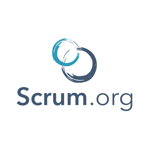 Das Logo von scrum.org ist ein blauer Kreis mit einem Pinselstrich darauf.