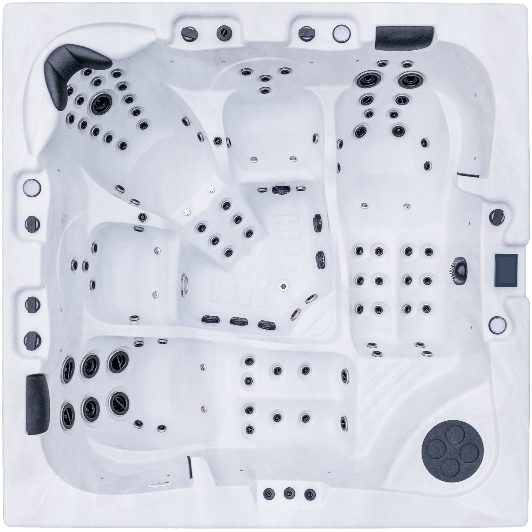 Un jacuzzi blanc avec des points noirs dessus