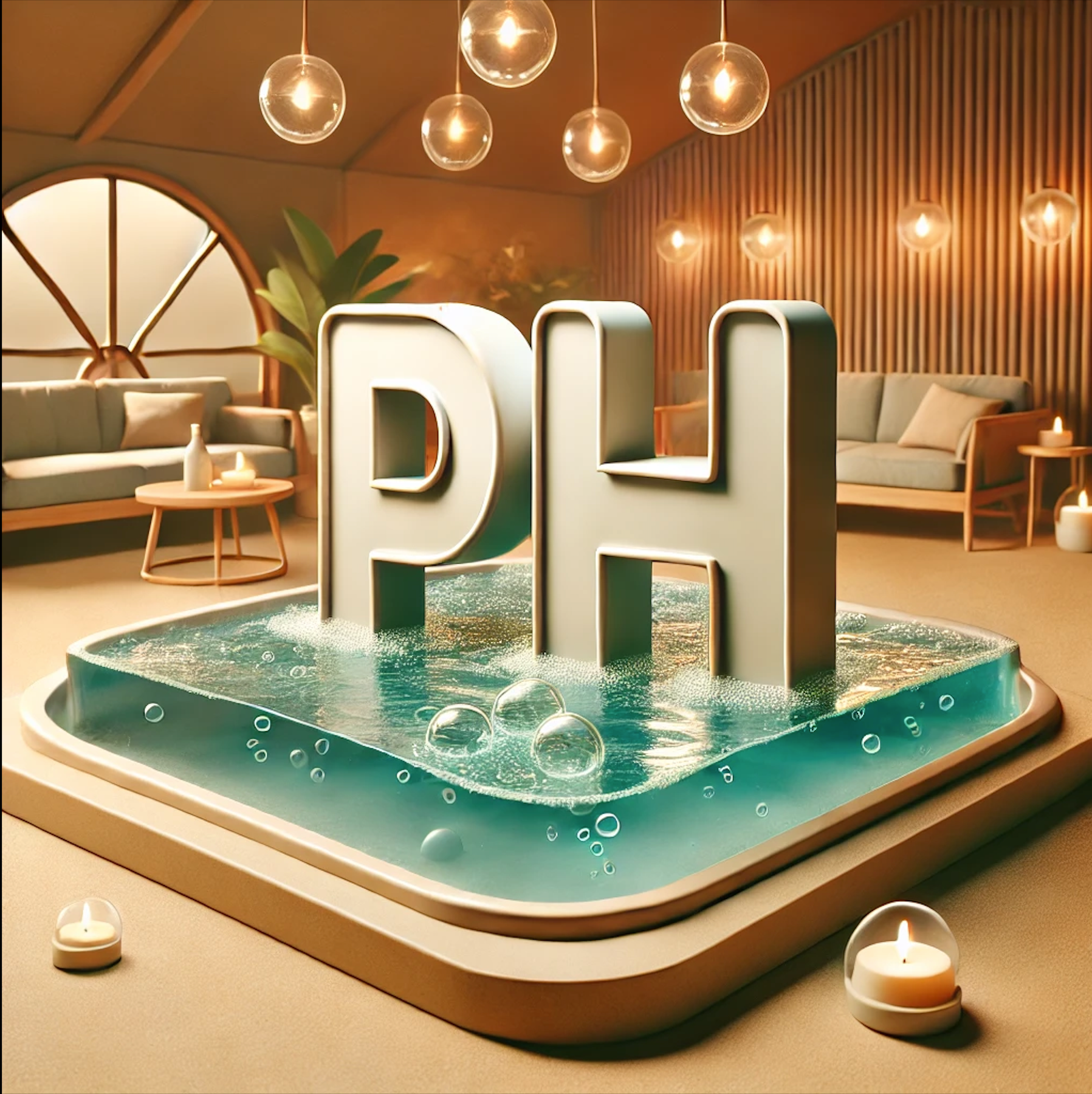 Le mot ph flotte dans une mare d'eau