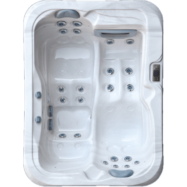 Un jacuzzi blanc avec beaucoup de jets dessus.