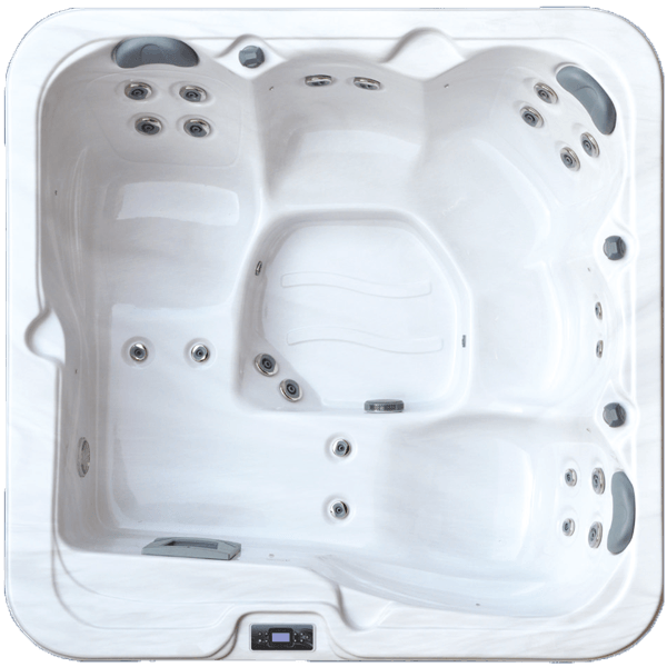 Un jacuzzi blanc avec une horloge sur le côté