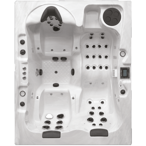 Un jacuzzi blanc avec beaucoup de jets dessus.