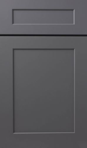 Gray cabinet doors, inset panel design.
