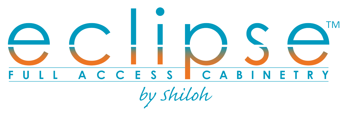 Eclipse Full Access Cabinetry logo by Shiloh in teal and orange.