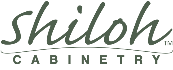 Shiloh cabinetry logo in green script font with 