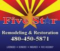 A logo for five star remodeling with an arizona flag