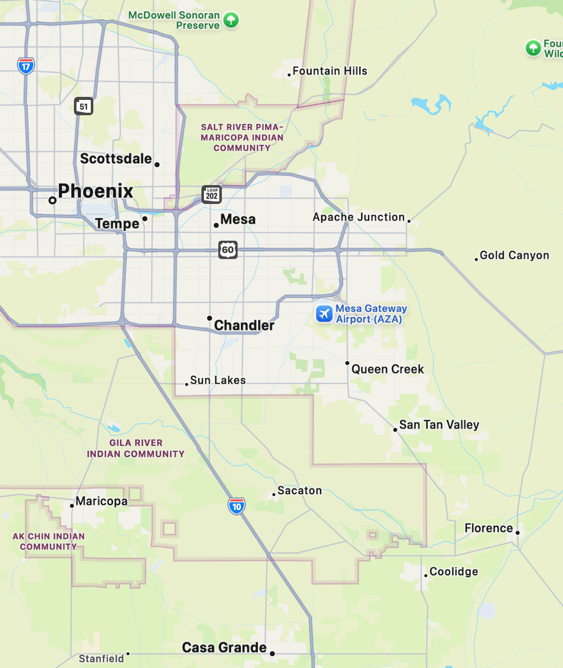 Service area map