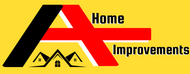 Logo for Home Improvements with a red-and-black house roof icon on a yellow background