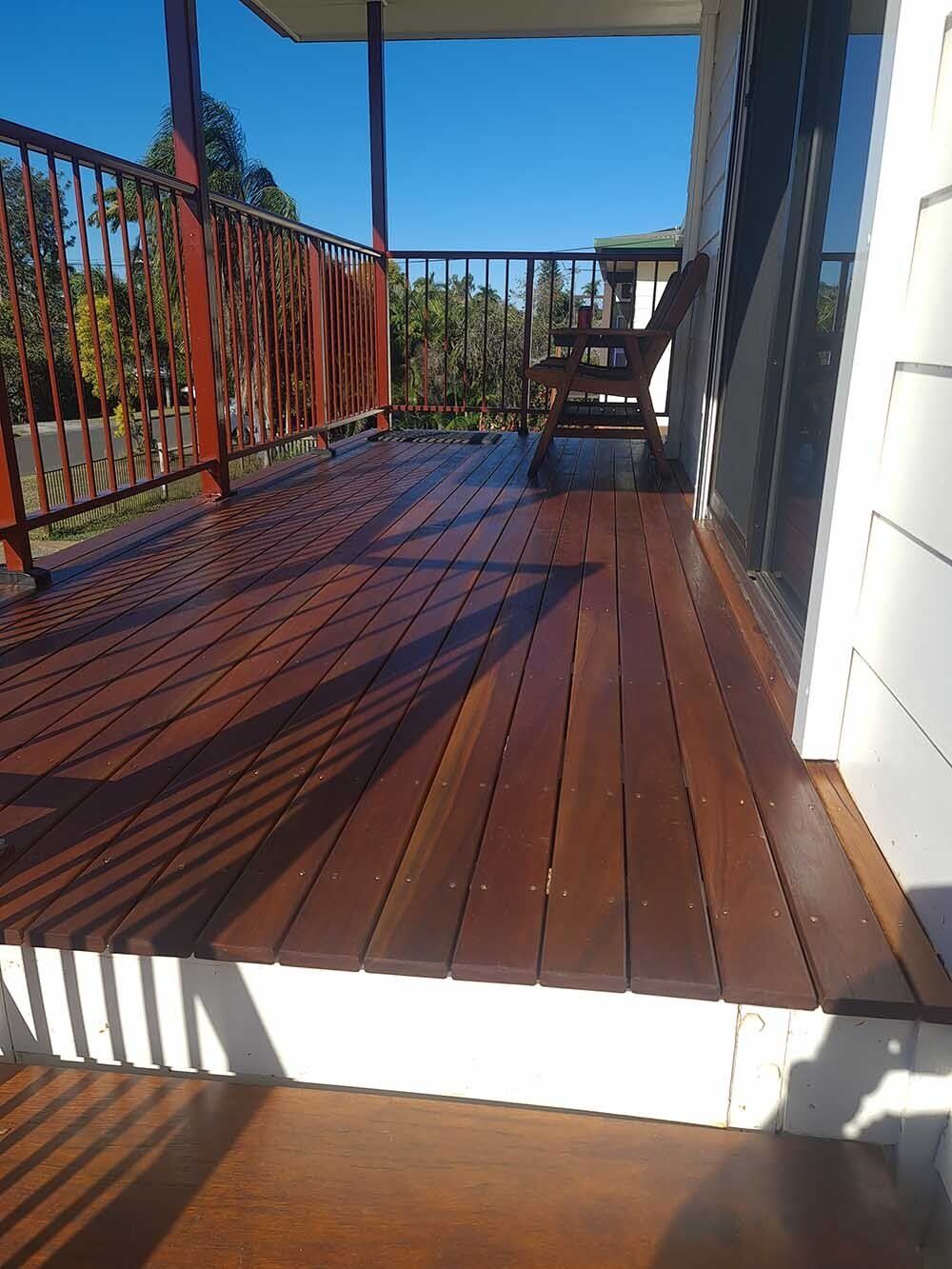 Closer View of Newly Varnish Wooden Decks — Licensed Builders in Rockhampton, QLD