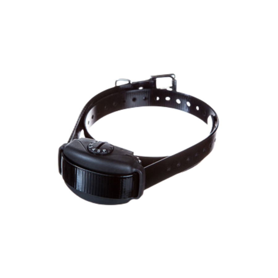 A no bark trainer collar on a white background