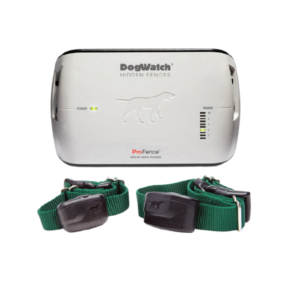 A dog watch device with two collars attached to it