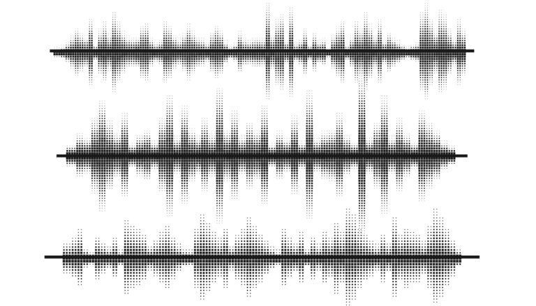 A set of sound waves on a white background.