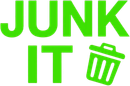 Green “JUNK IT” text with a tilted trash can icon