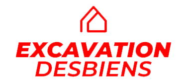 Red and white logo with a house icon above the words “EXCAVATION DESBIENS”