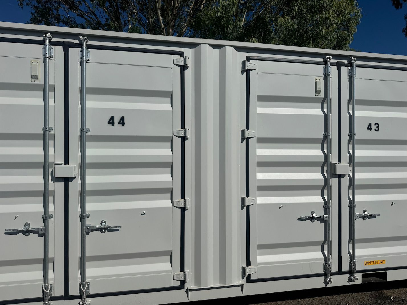 White Storage Units Side-by-side — King Street Storage Emerald in Emerald, QLD