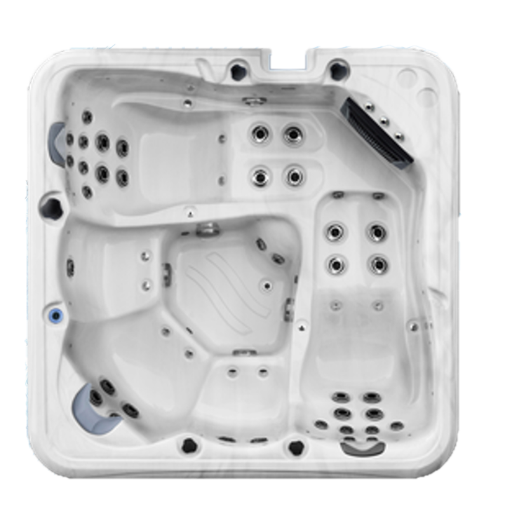 Top-down View of a White Outdoor Hot Tub With Multiple Jets and Built-in Seats — Sun Cool Pools & Spas in Maryborough, QLD