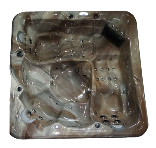 Top-down View of a Brown, Marbled Hot Tub With Multiple Jet Nozzles — Sun Cool Pools & Spas in Maryborough, QLD