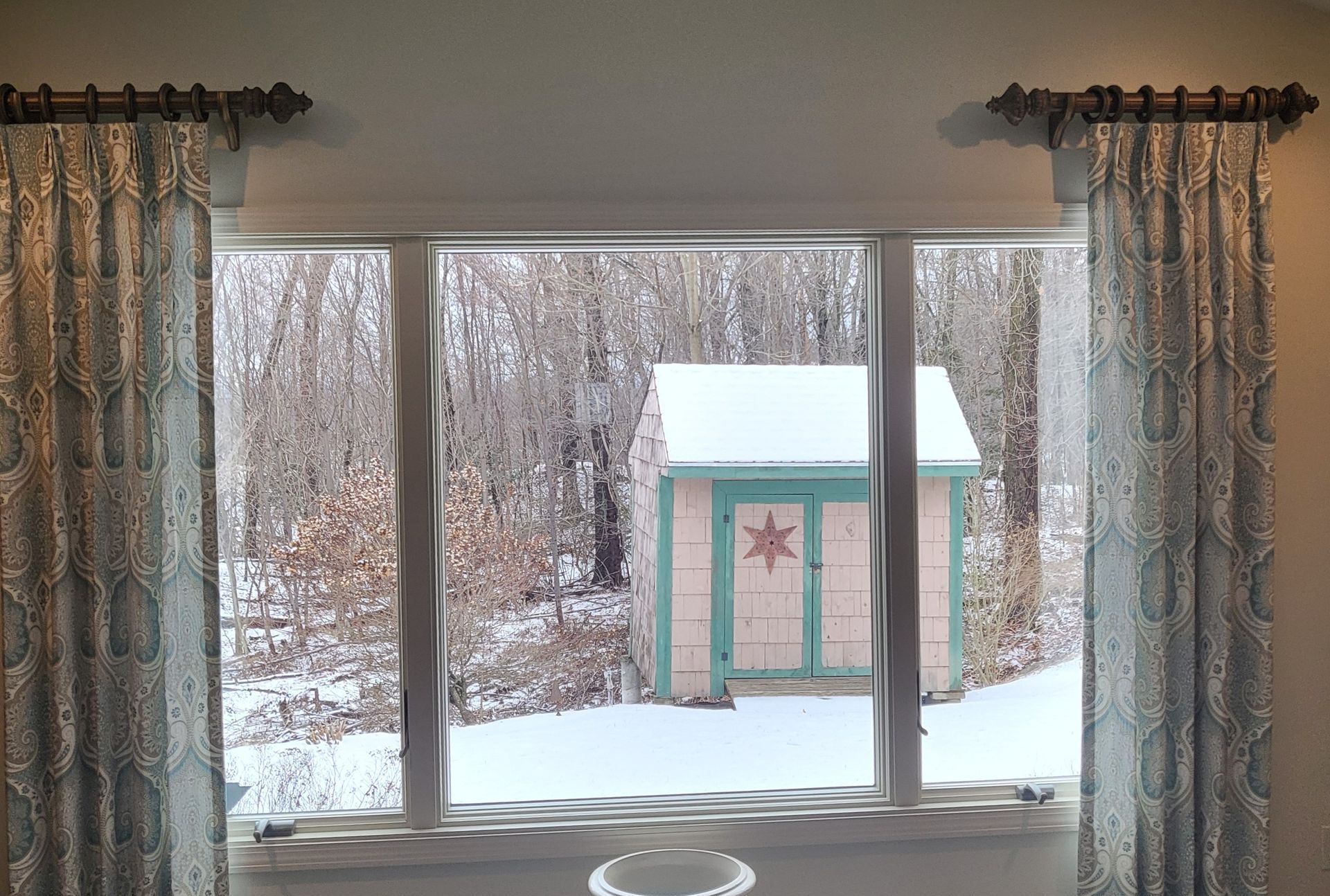 Interior decorating services by Casual Elegance Decor showcasing window treatments.