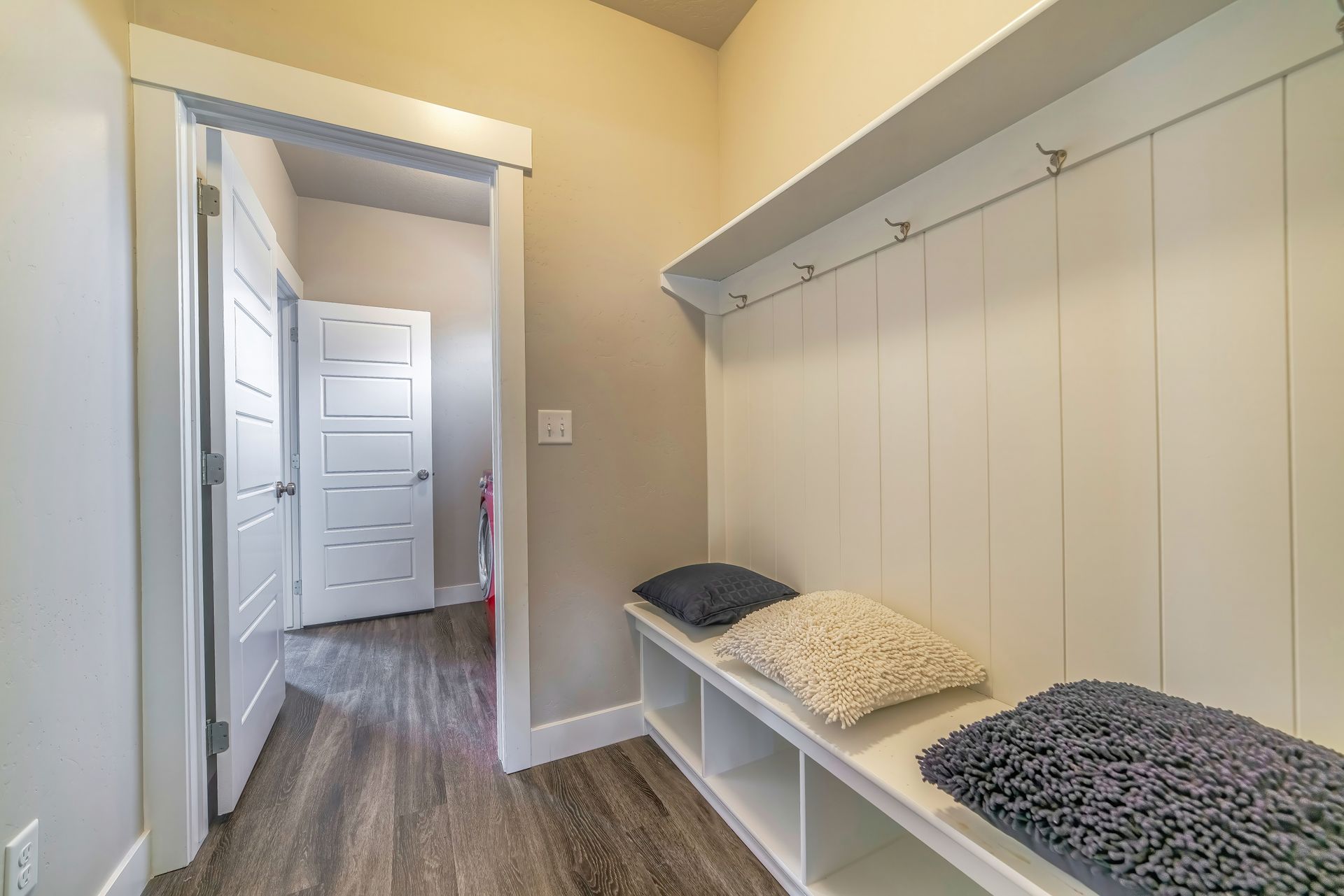 mud room decorated 