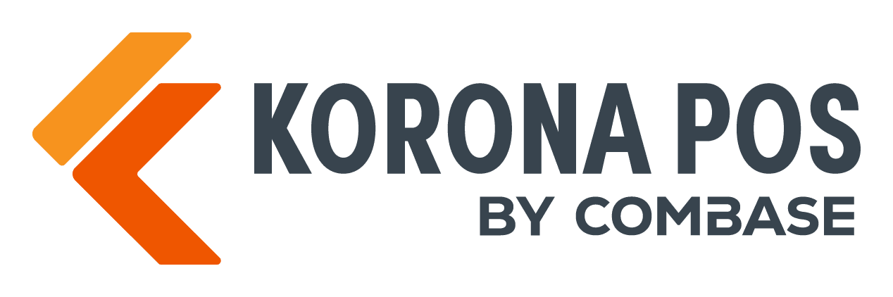 Korona POS by Combase logo with orange geometric mark and dark gray text on white background