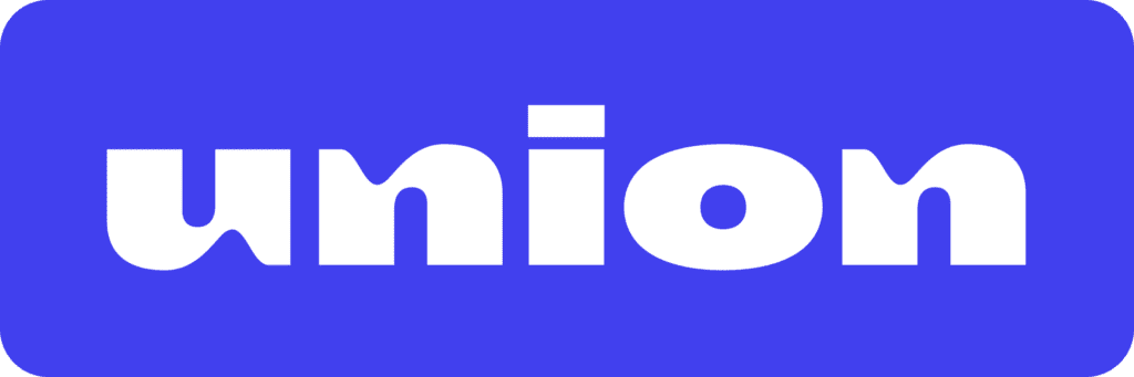 White “union” text on a blue rounded rectangle logo.
