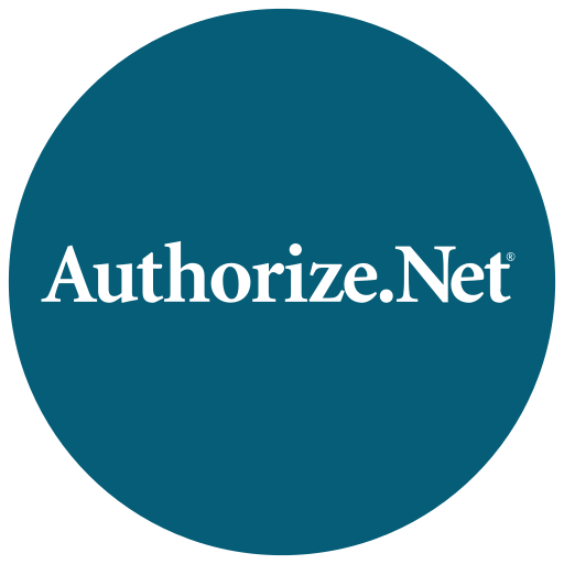 Authorize.Net logo in white text on a teal circular background