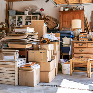 cluttered garage