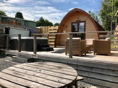 Front view of the Galloway Lodge Mega Pod at Queensland Holiday Park