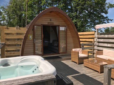 The hot tub at the Galloway Lodge Mega Pod at Queensland Holiday Park
