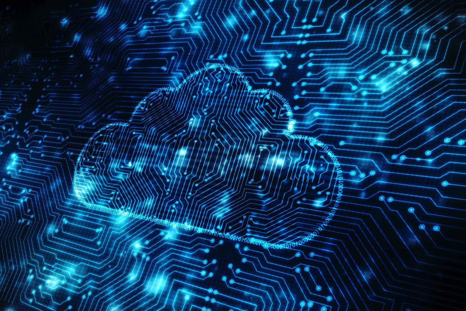 A cloud is floating in the middle of a circuit board.