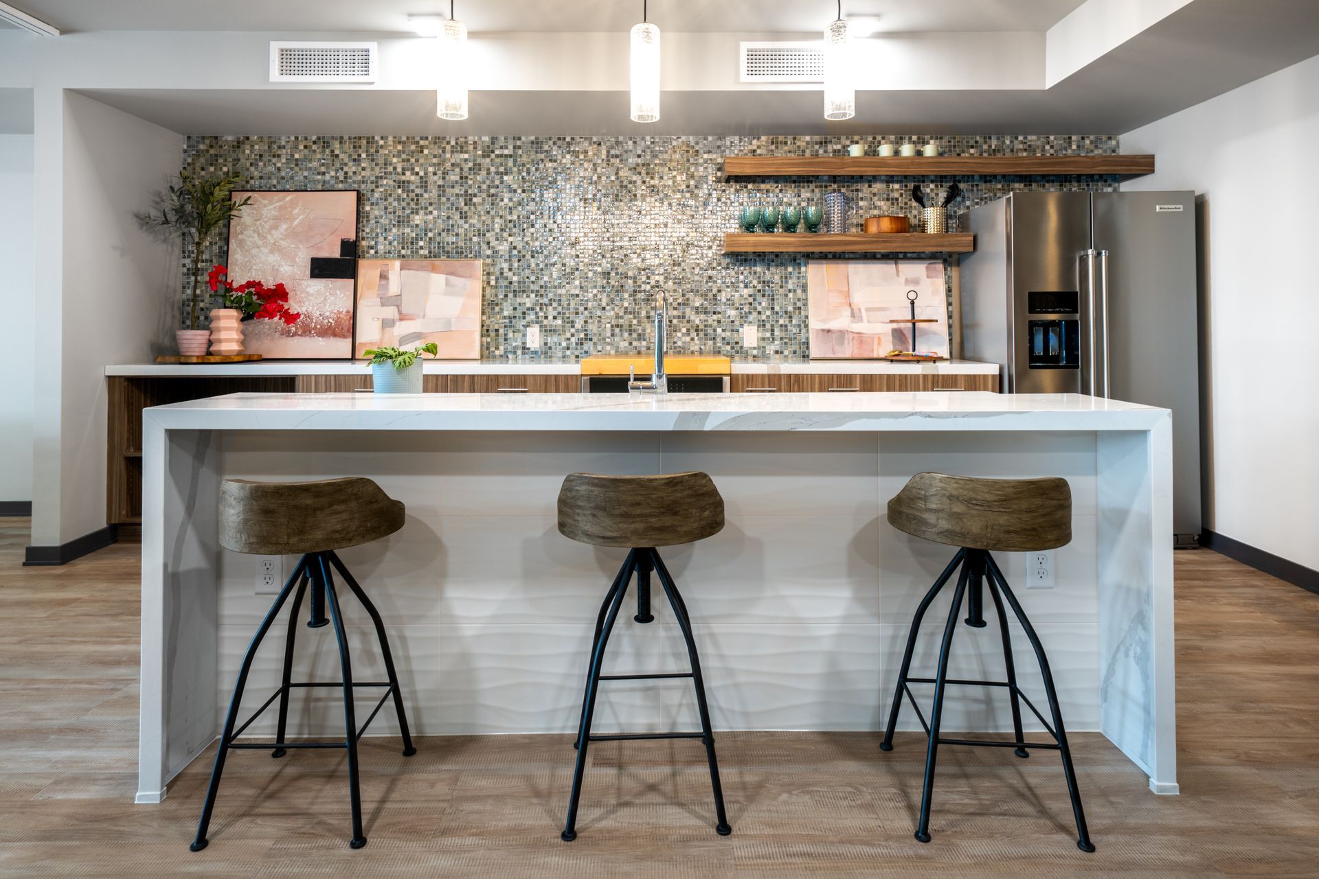 bar seating at lounge kitchen