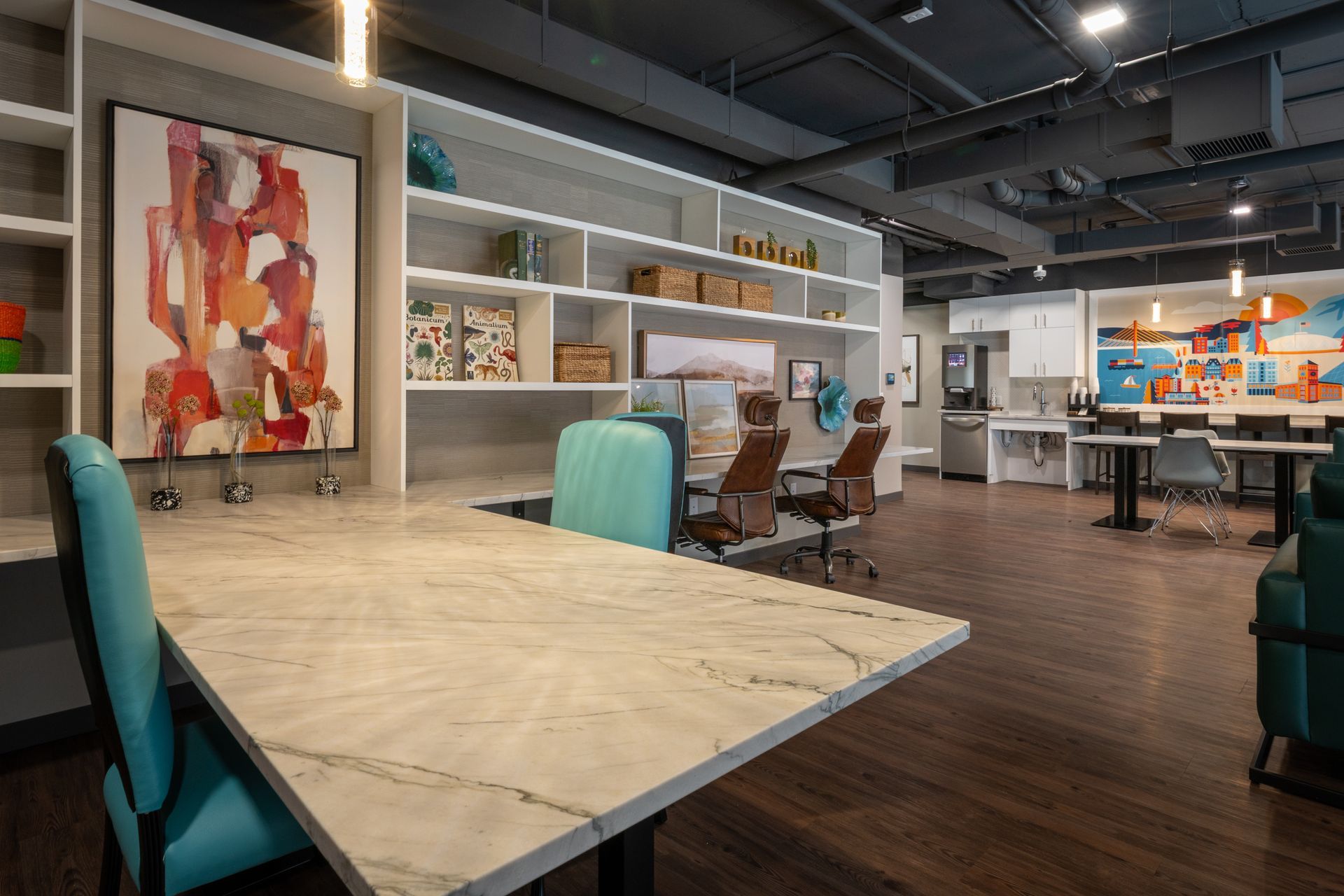 co-working area desk