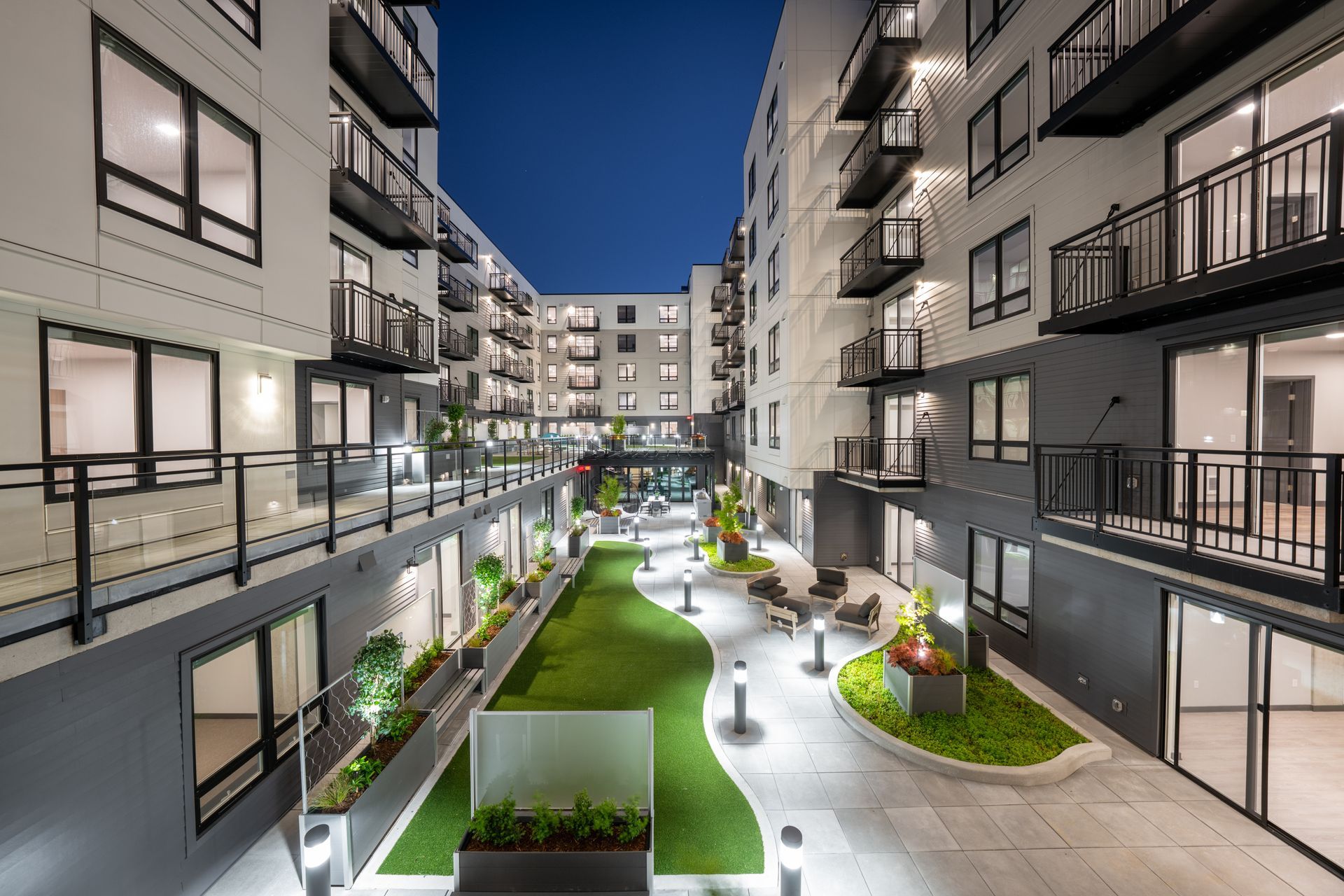 outdoor walkway at night