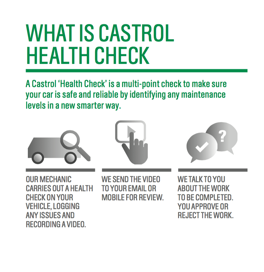 A castrol health check is a multi-point check to make sure your car is safe and reliable