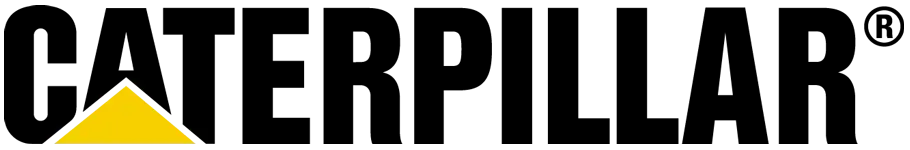 Caterpillar logo with black text and a yellow triangle under the “A”