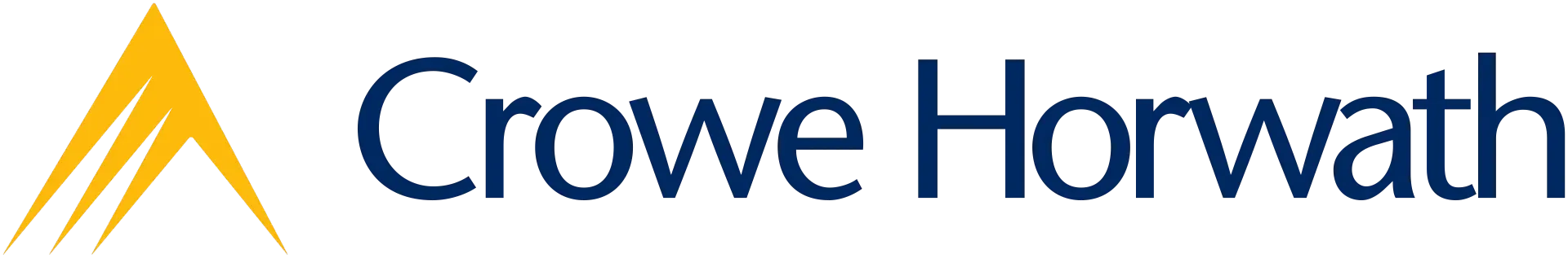 Crowe Horwath logo with blue text and yellow triangular icon on a white background