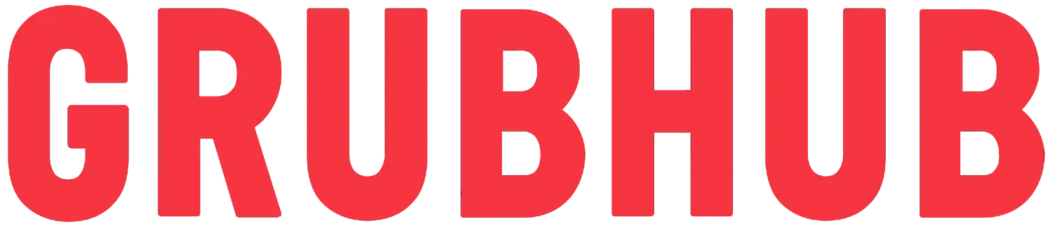 GRUBHUB logo in bold red letters on a white background