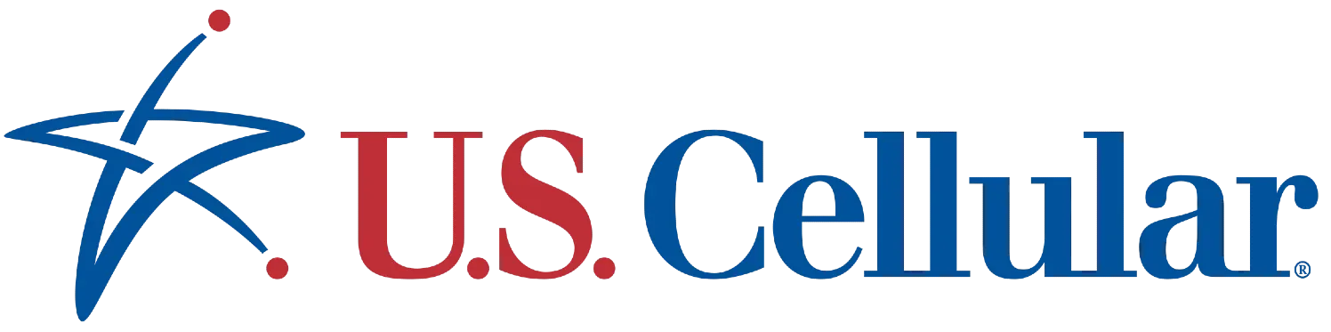 U.S. Cellular logo in blue and red text with a stylized star symbol