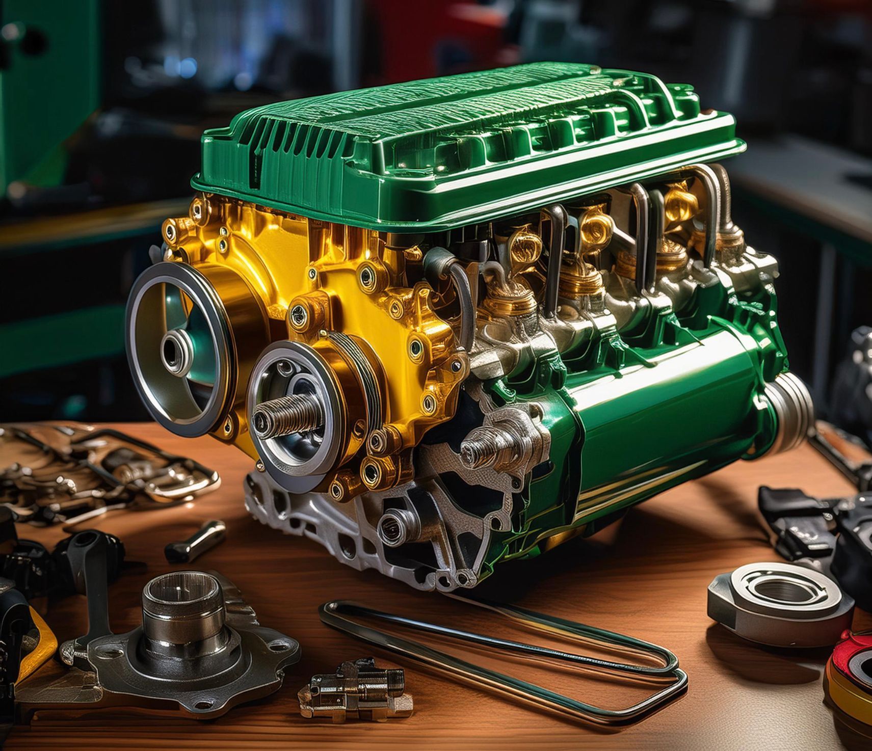 Engine removed from vehicle for diagnosis of internal noise concern and repair in Redwood City, CA
