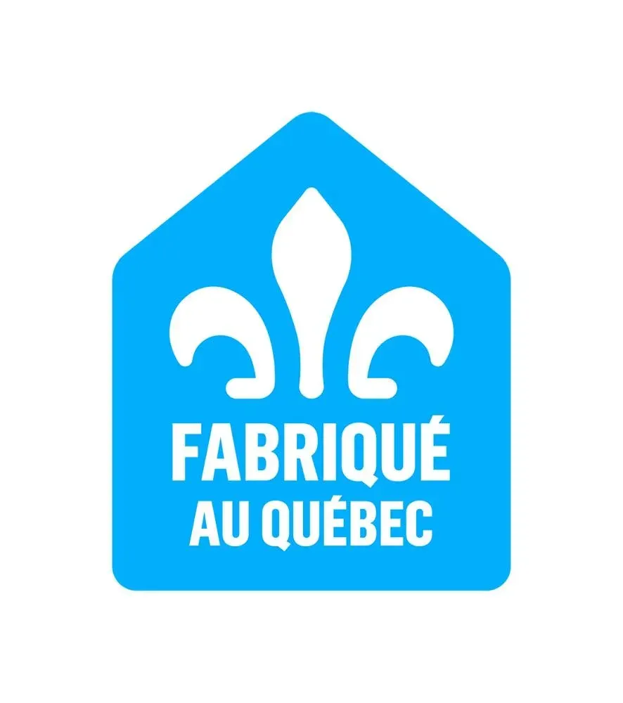 A blue sign that says fabrique au quebec on it