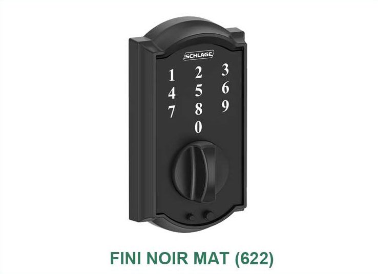 Une serrure de porte numérique noire avec des chiffres dessus