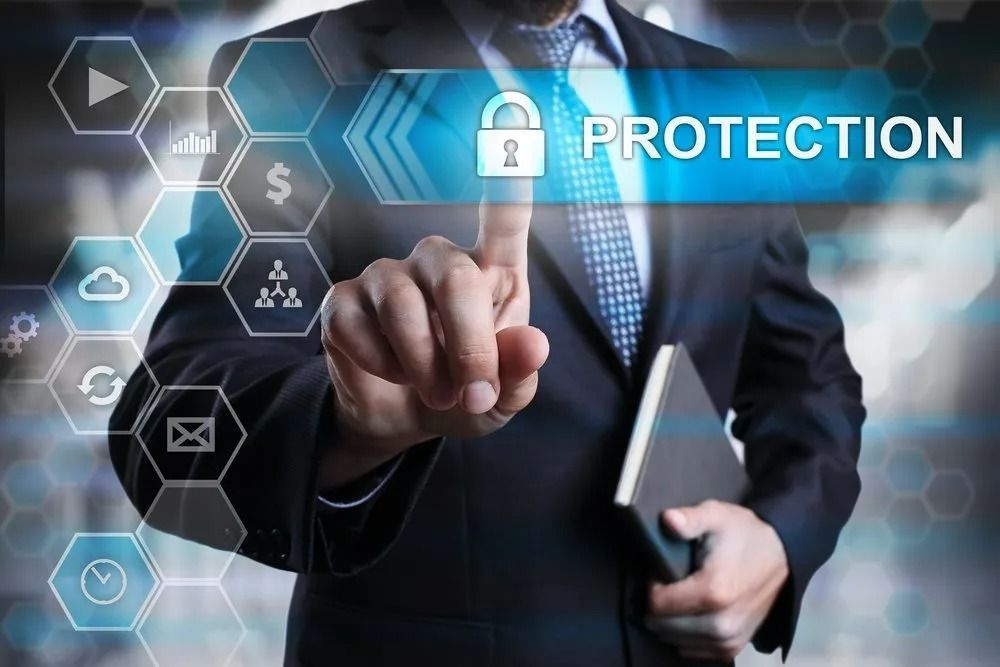 Businessman Touching a Digital Protection Button with A Lock Icon, — SSP Insurance In Rockhampton City, QLD