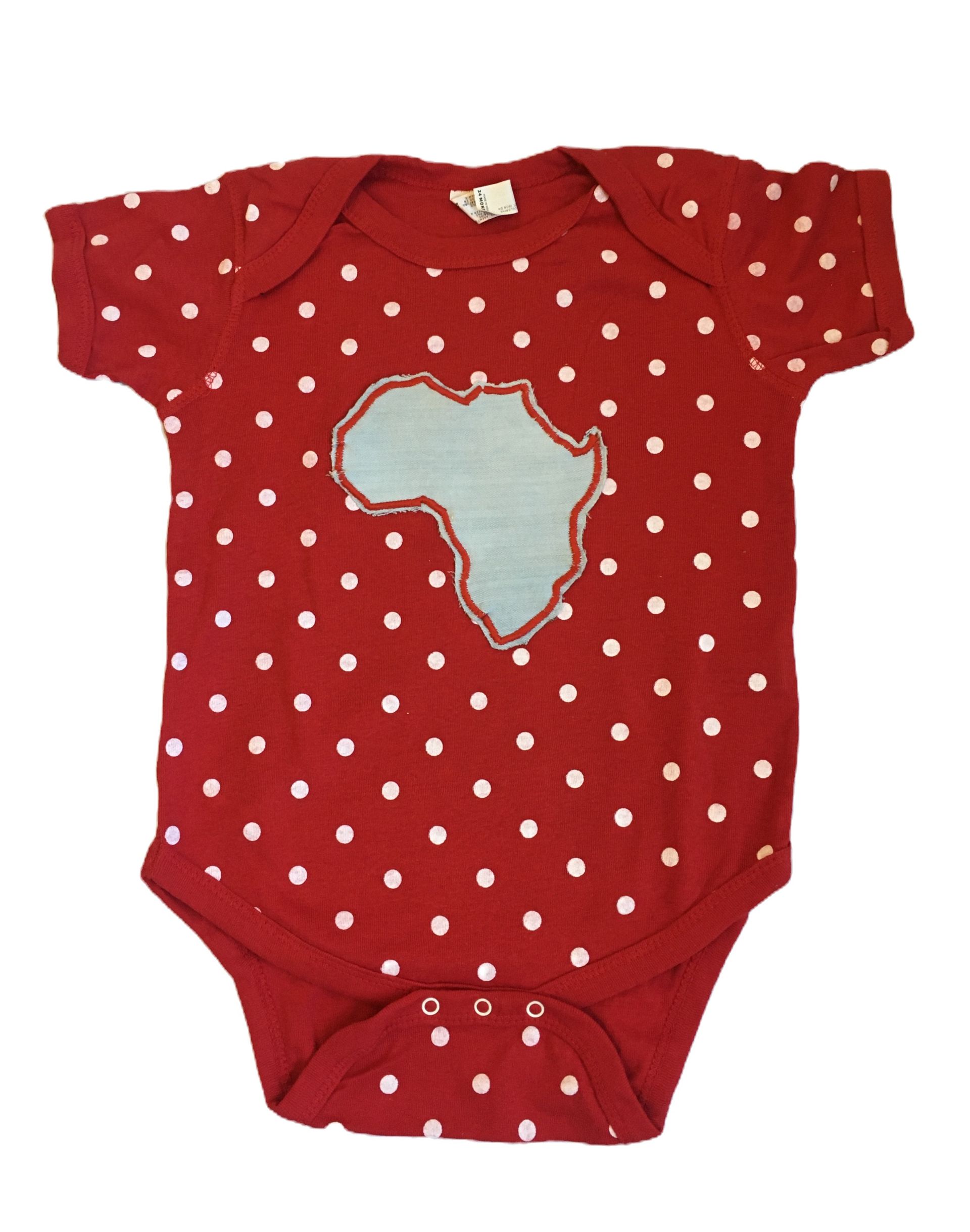 Red + White Polka Dot Africa Denim Bodysuit