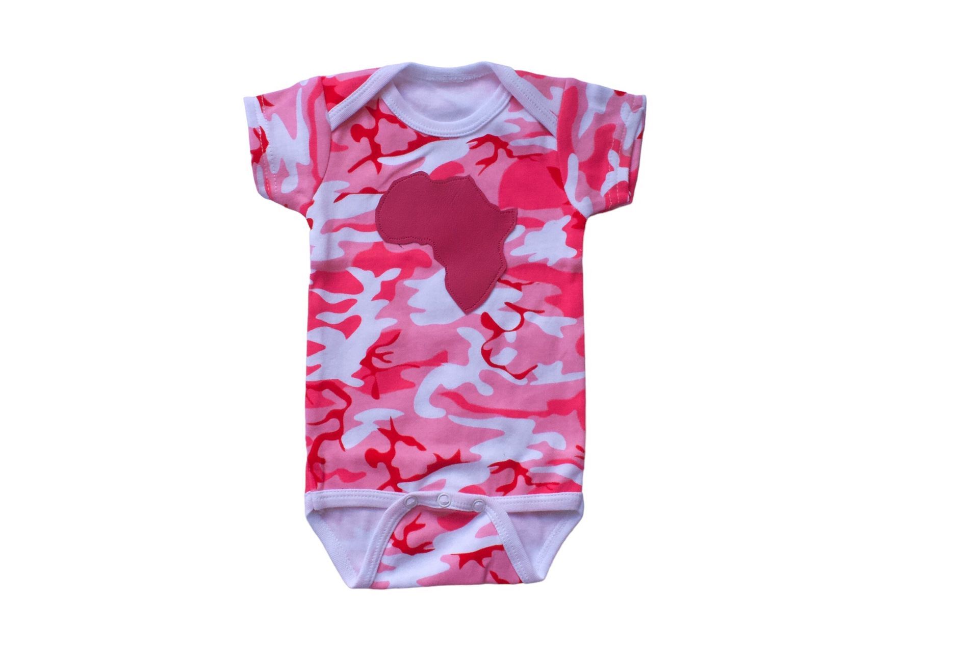 Pink and White Camouflage with Africa Applique Bodysuit